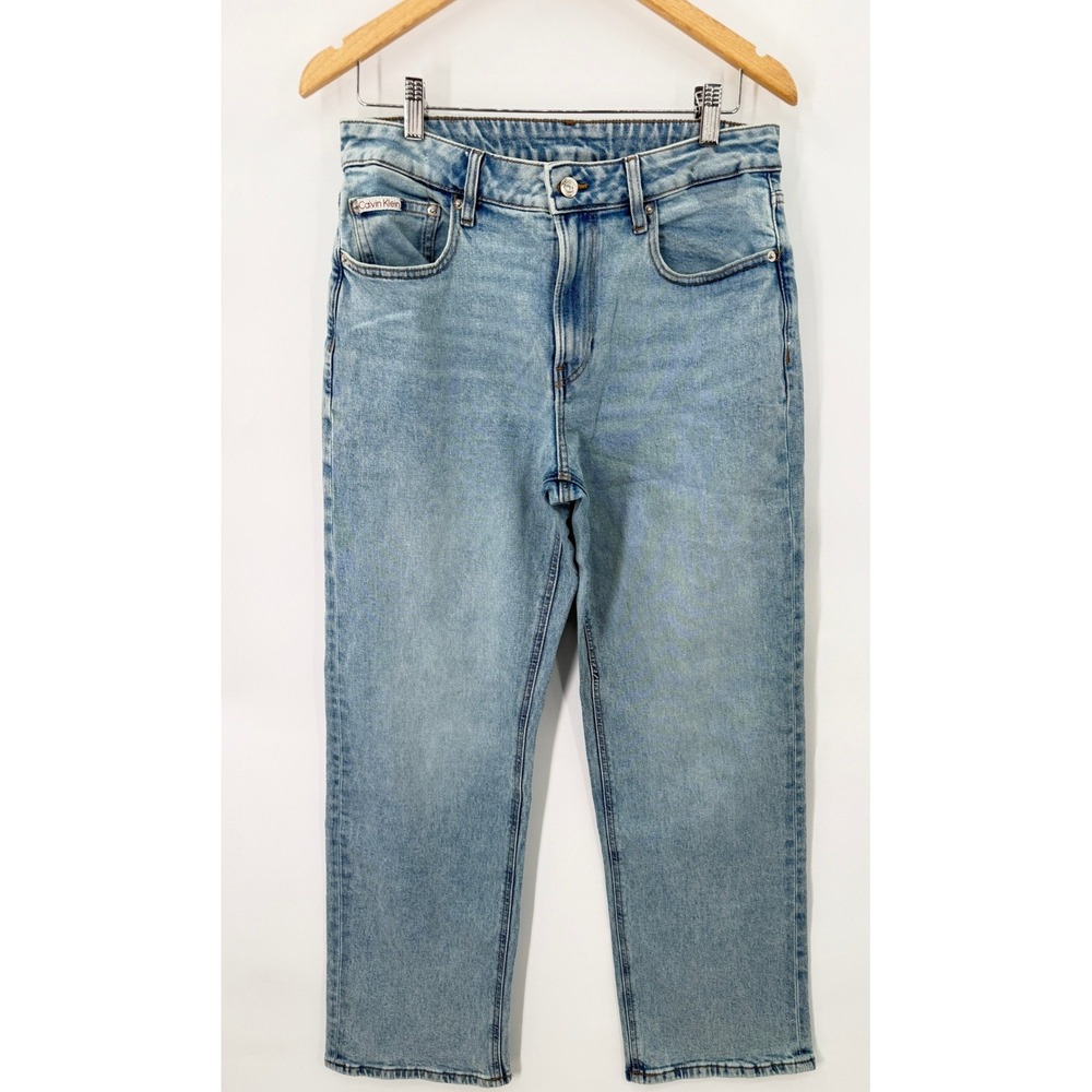 Calvin Klein Jeans Womens 29RG Light Blue Signature 90s Straight Denim Pants
